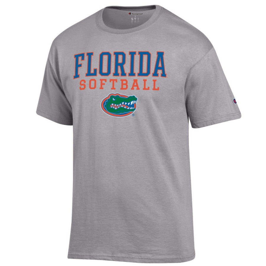 Men * | Online Sales Men'S Champion Gray Florida Gators Softball Stack T-Shirt