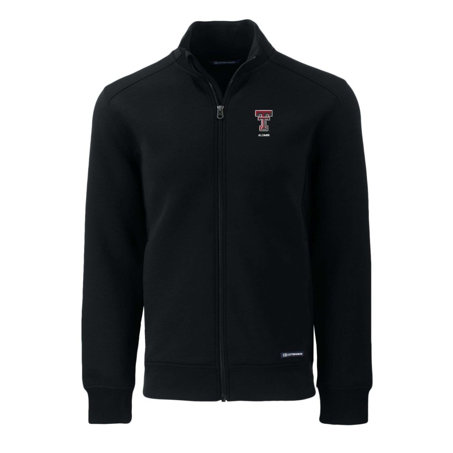 Men * | Discount Store Men'S Cutter & Buck Black Texas Tech Red Raiders Alumni Logo Roam Eco Recycled Full-Zip Jacket