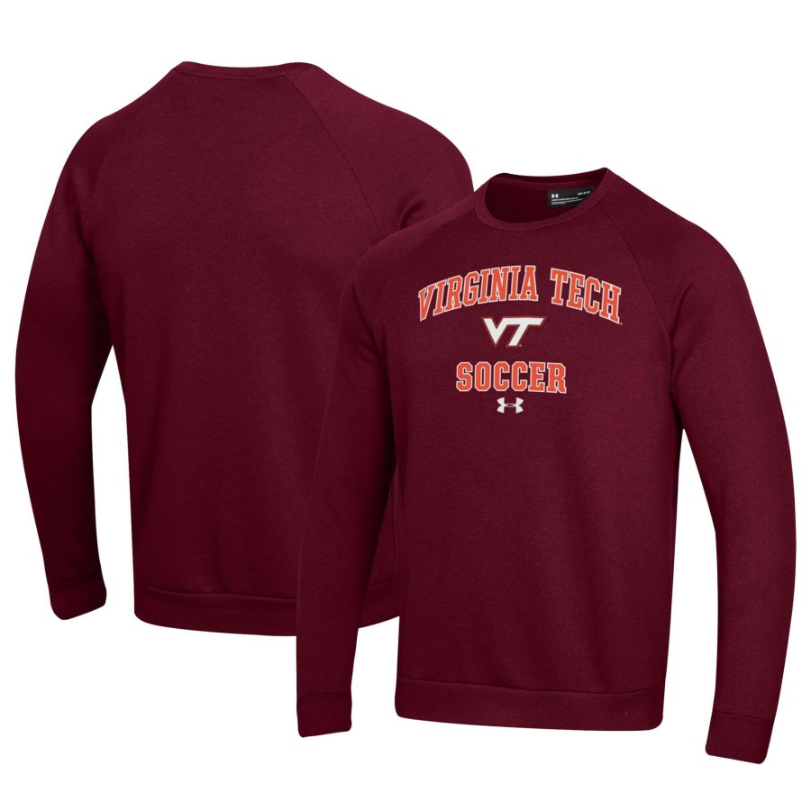 Men * | Reliable Quality Men'S Under Armour Maroon Virginia Tech Hokies Soccer All Day Arch Fleece Pullover Sweatshirt