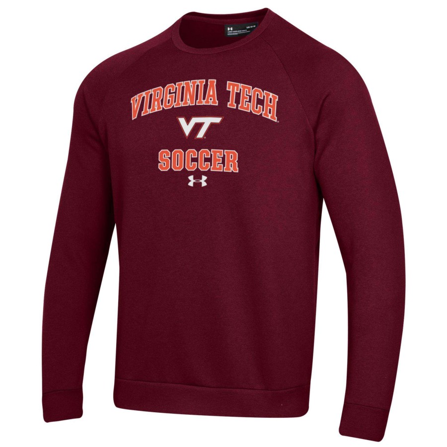 Men * | Reliable Quality Men'S Under Armour Maroon Virginia Tech Hokies Soccer All Day Arch Fleece Pullover Sweatshirt