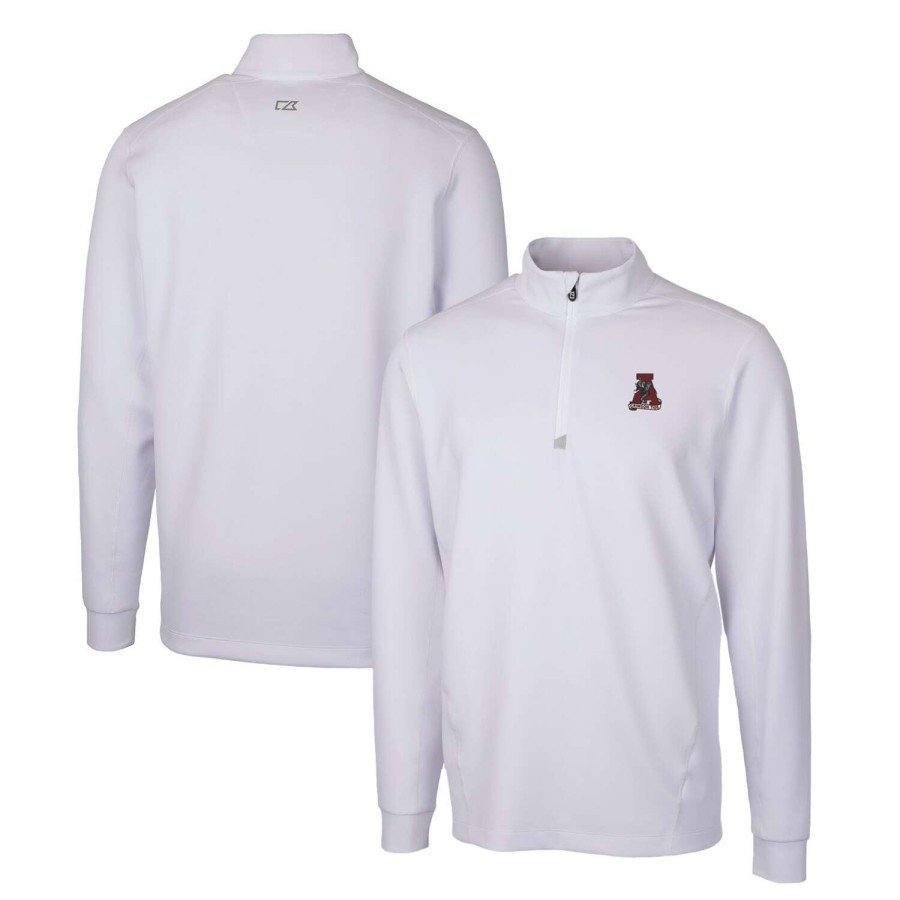 Men * | Online Discount Men'S Cutter & Buck White Alabama Crimson Tide Traverse Stretch Quarter Zip-Pullover Top