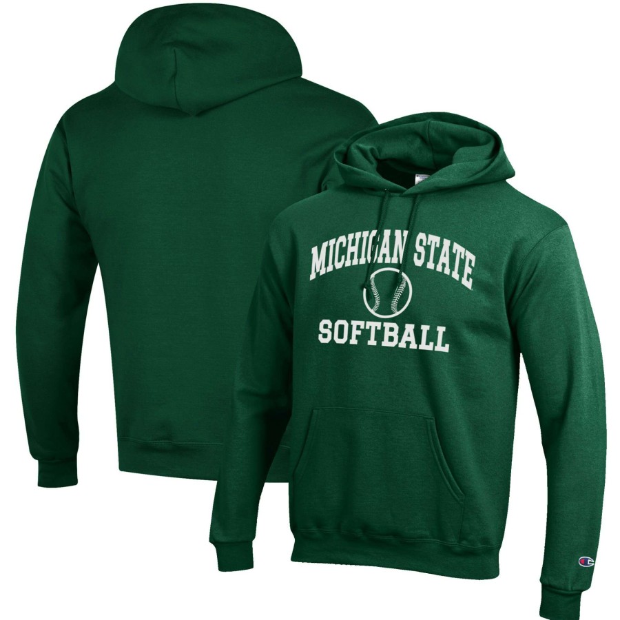 Men * | Limited Edition Men'S Champion Green Michigan State Spartans Softball Icon Pullover Hoodie