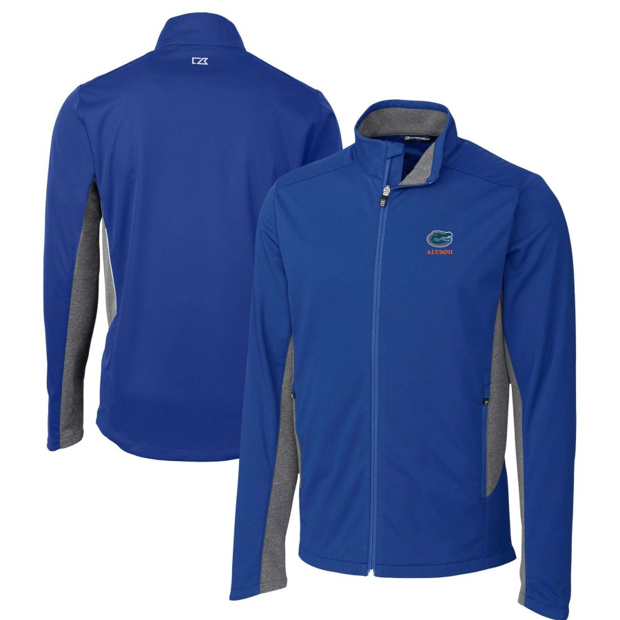 Men * | Original Men'S Cutter & Buck Royal Florida Gators Alumni Logo Navigate Softshell Full-Zip Jacket