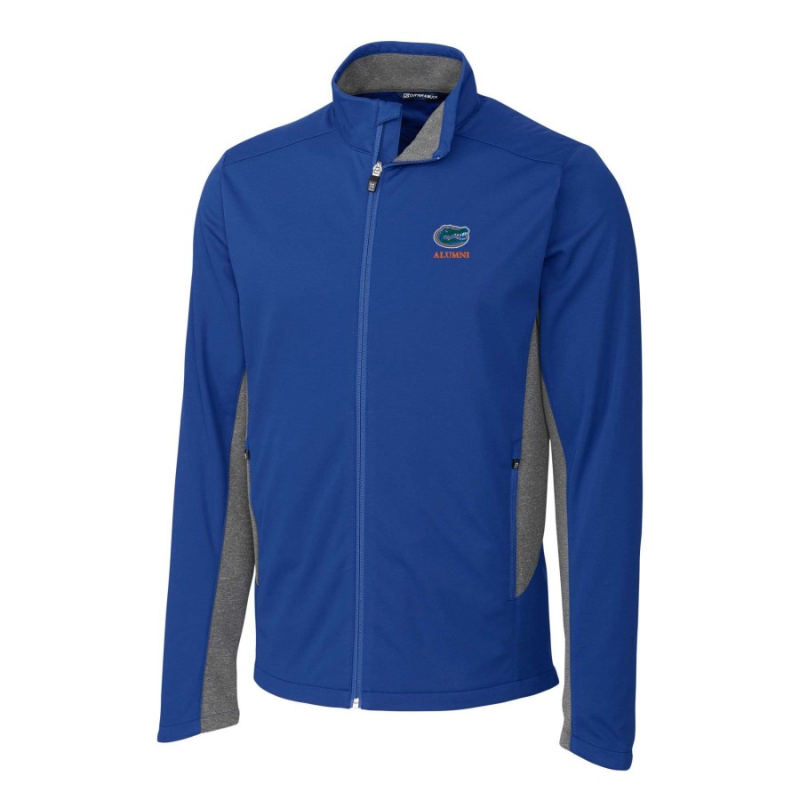 Men * | Original Men'S Cutter & Buck Royal Florida Gators Alumni Logo Navigate Softshell Full-Zip Jacket