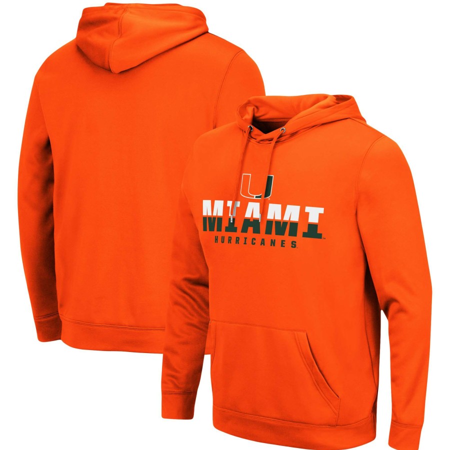 Men * | Lower Prices Men'S Colosseum Orange Miami Hurricanes Lantern Pullover Hoodie