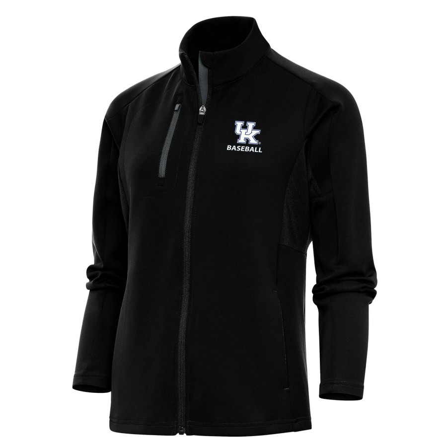 Women * | Original Women'S Antigua Black Kentucky Wildcats Baseball Generation Full-Zip Jacket