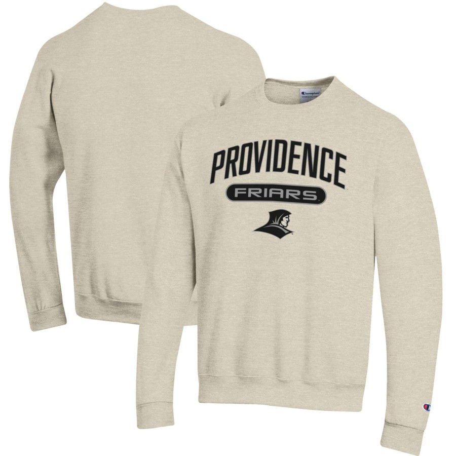 Men * | Online Sales Men'S Champion Heathered Oatmeal Providence Friars Eco Powerblend Crewneck Sweatshirt