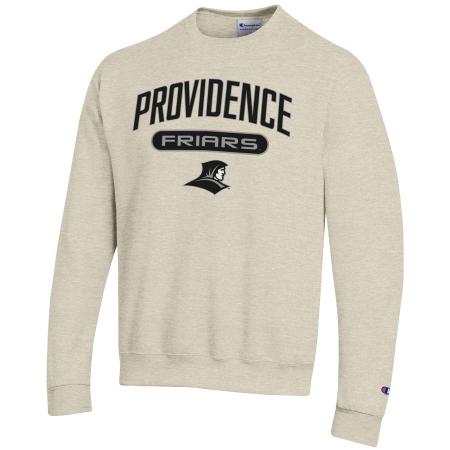 Men * | Online Sales Men'S Champion Heathered Oatmeal Providence Friars Eco Powerblend Crewneck Sweatshirt