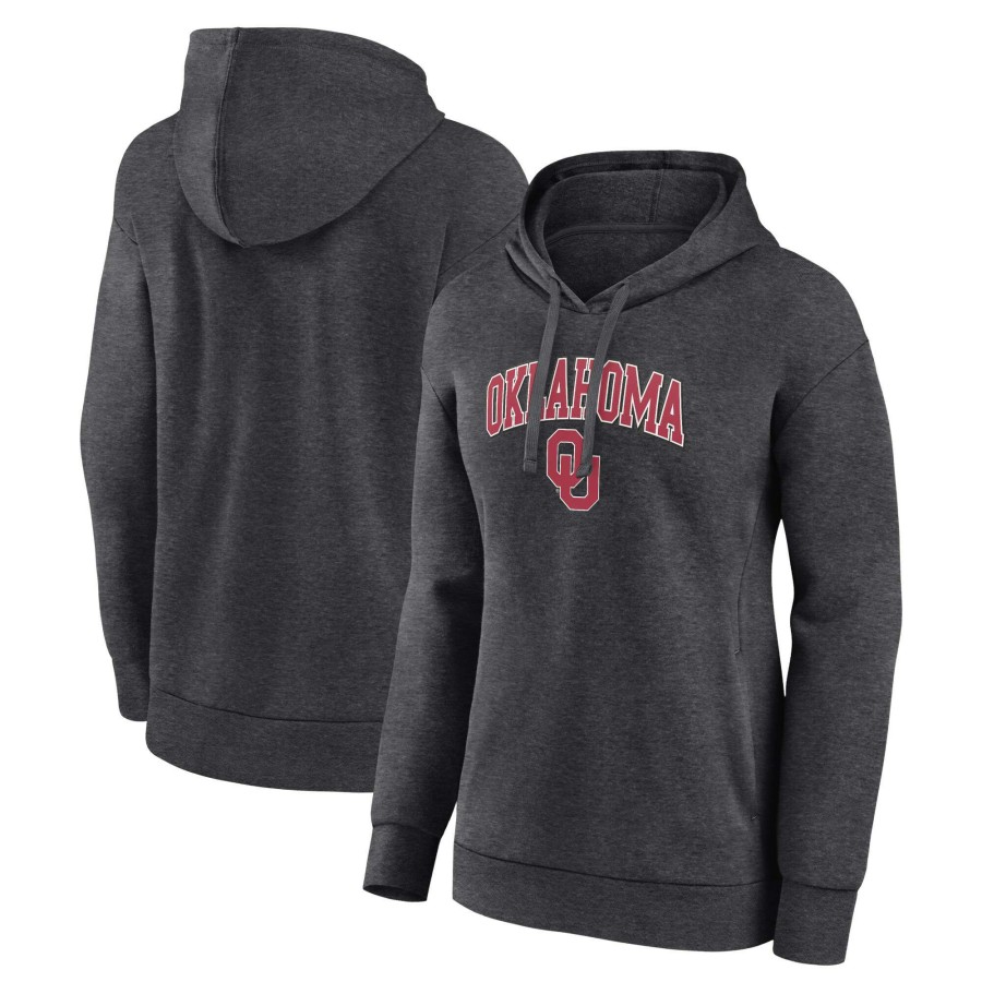 Women * | Lower Prices Women'S Fanatics Branded Heather Charcoal Oklahoma Sooners Evergreen Campus Pullover Hoodie