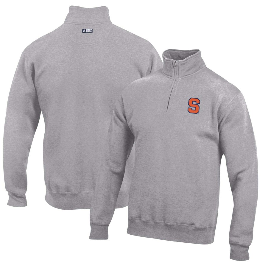 Men * | Lower Prices Men'S Gray Syracuse Orange Big Cotton Quarter-Zip Pullover Sweatshirt