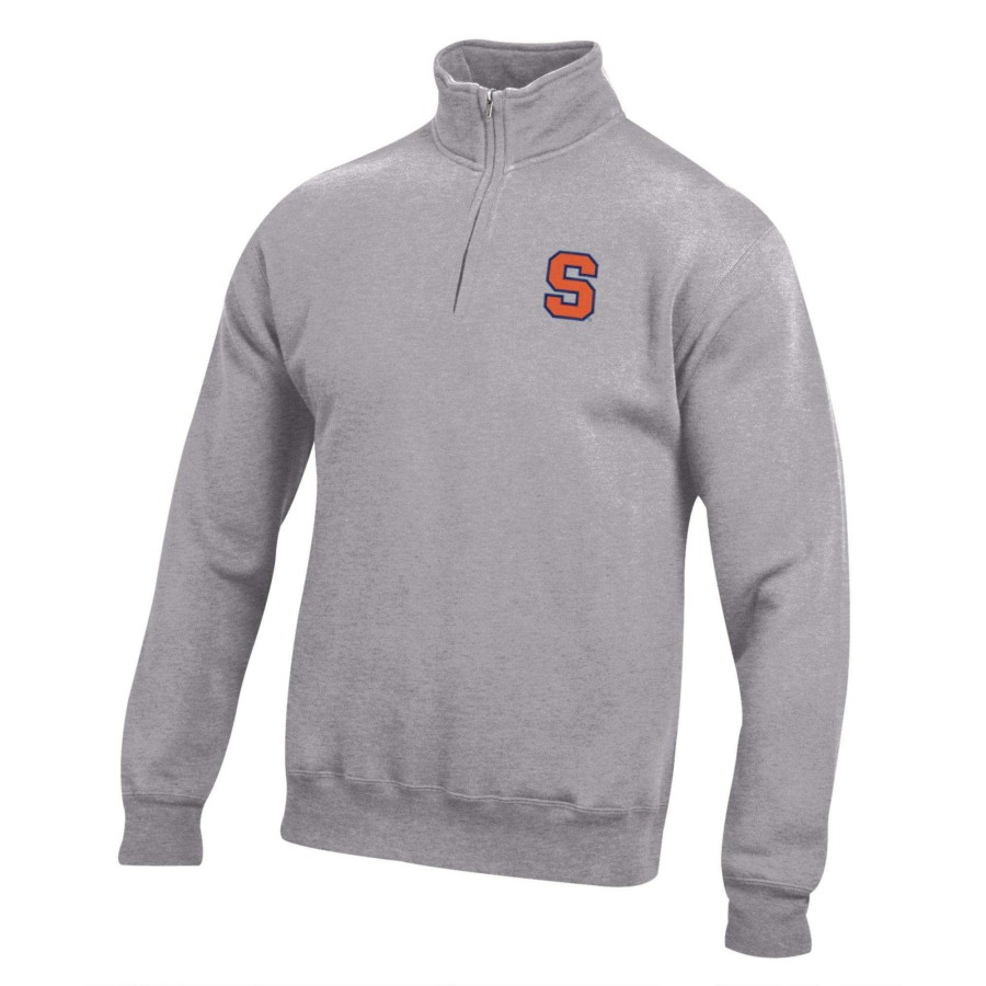 Men * | Lower Prices Men'S Gray Syracuse Orange Big Cotton Quarter-Zip Pullover Sweatshirt