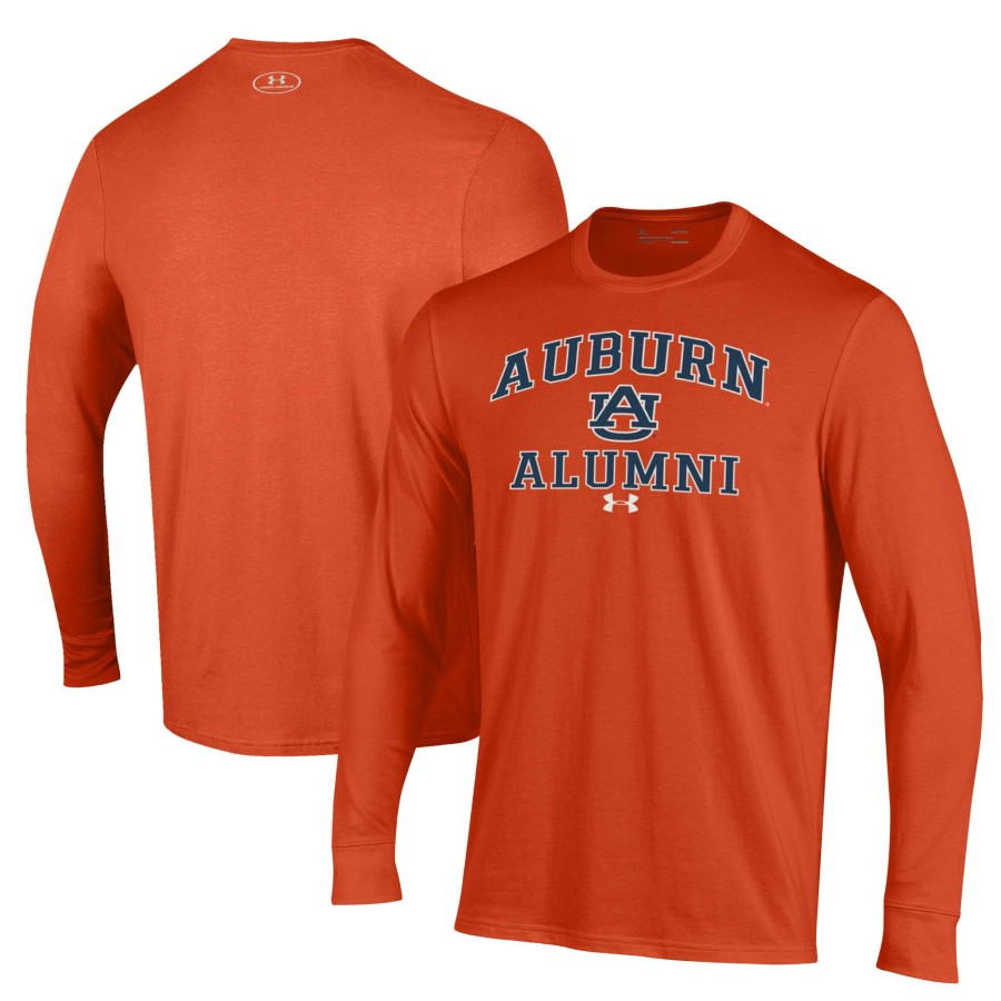 Men * | Clearance Sale Men'S Under Armour Orange Auburn Tigers Alumni Performance Long Sleeve T-Shirt