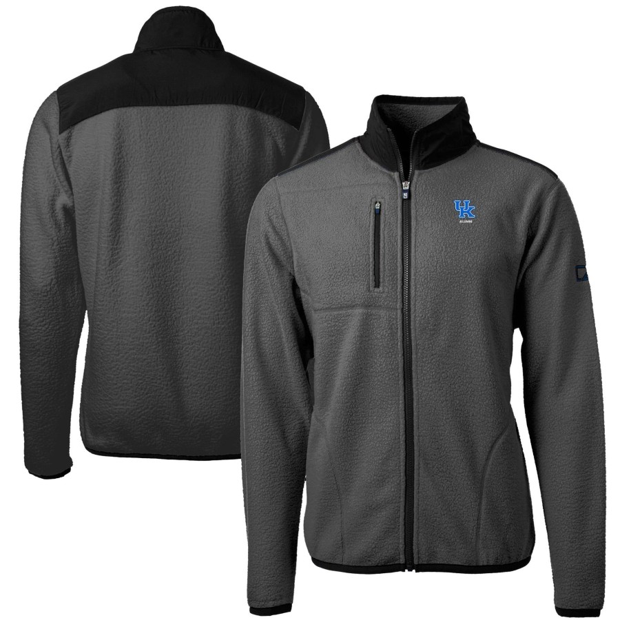 Men * | Lower Prices Men'S Cutter & Buck Gray Kentucky Wildcats Alumni Logo Cascade Eco Sherpa Fleece Full-Zip Jacket