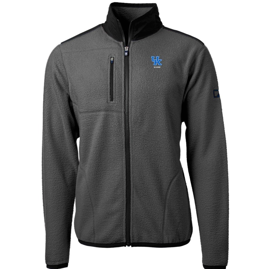 Men * | Lower Prices Men'S Cutter & Buck Gray Kentucky Wildcats Alumni Logo Cascade Eco Sherpa Fleece Full-Zip Jacket