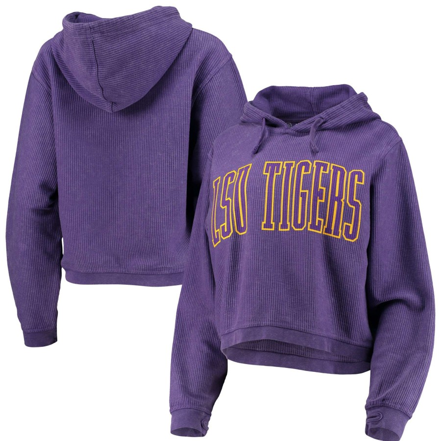 Women * | Reliable Quality Women'S Pressbox Purple Lsu Tigers Southlawn Pullover Hoodie