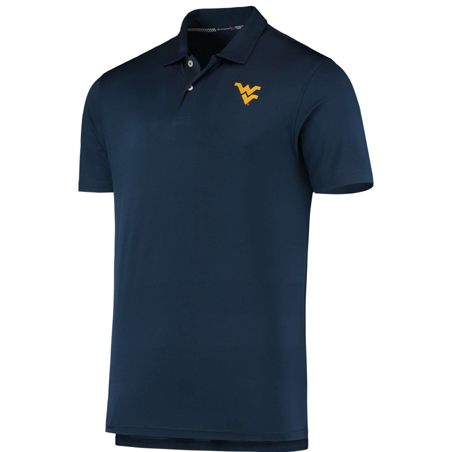 Men * | Reliable Quality Men'S Southern Tide Navy West Virginia Mountaineers First Mate Tonal Polo