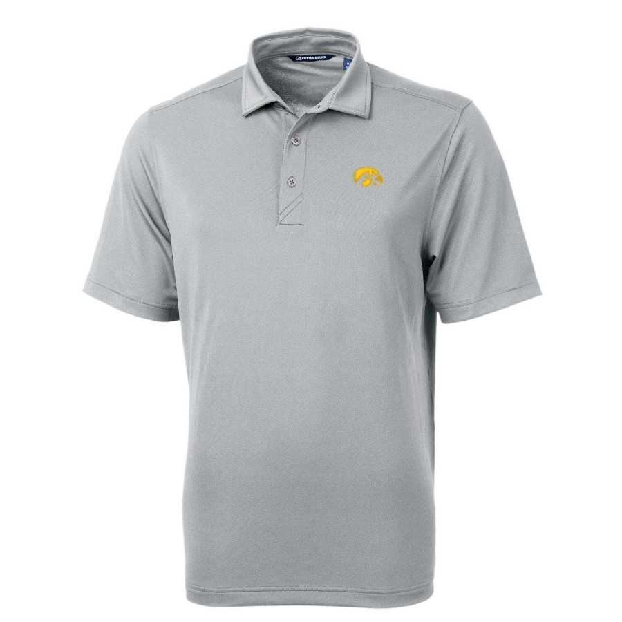 Men * | Clearance Sale Men'S Cutter & Buck Gray Iowa Hawkeyes Virtue Eco Pique Recycled Polo