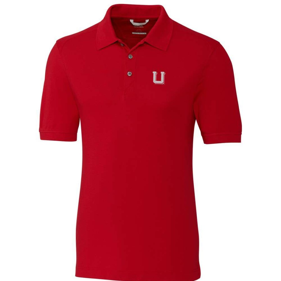 Men * | Original Men'S Cutter & Buck Red Utah Utes Big & Tall College Vault Advantage Drytec Tri-Blend Polo