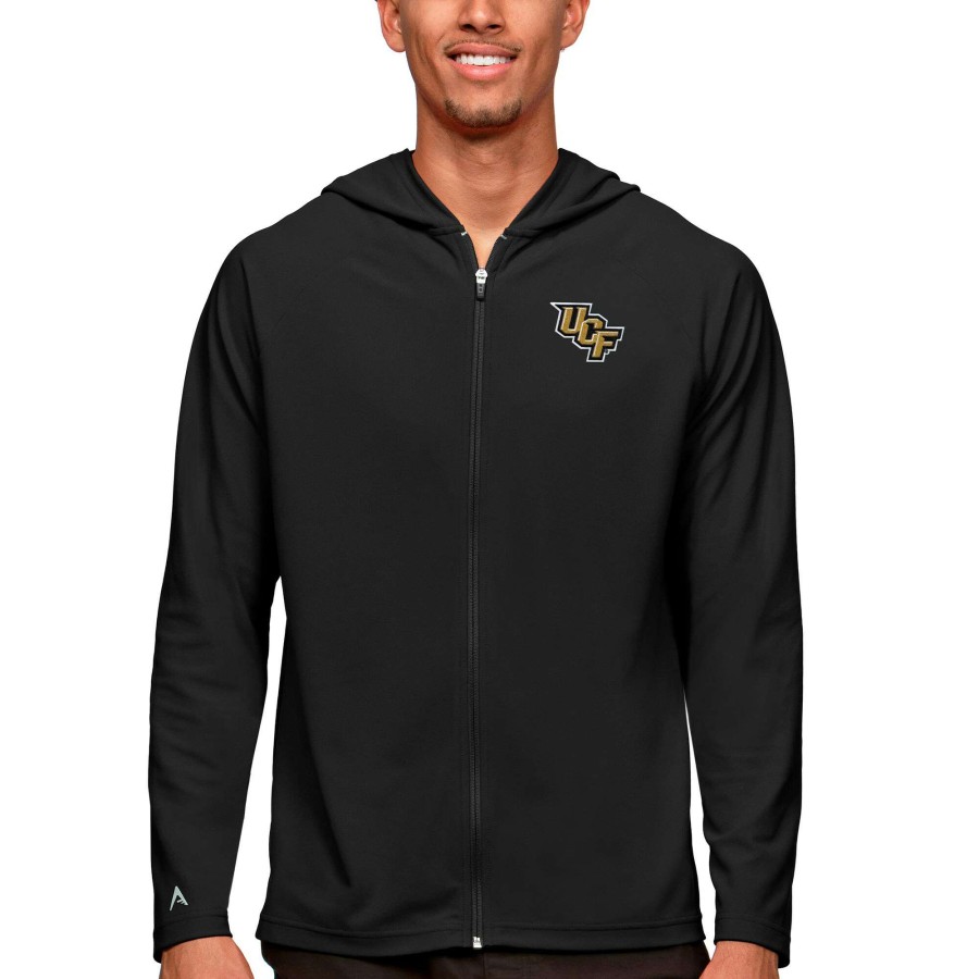 Men * | Reliable Quality Men'S Antigua Black Ucf Knights Legacy Full-Zip Hoodie