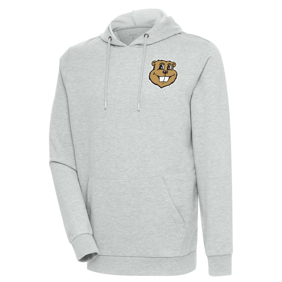 Men * | Clearance Sale Men'S Antigua Heather Gray Minnesota Golden Gophers Goldy Action Pullover Hoodie