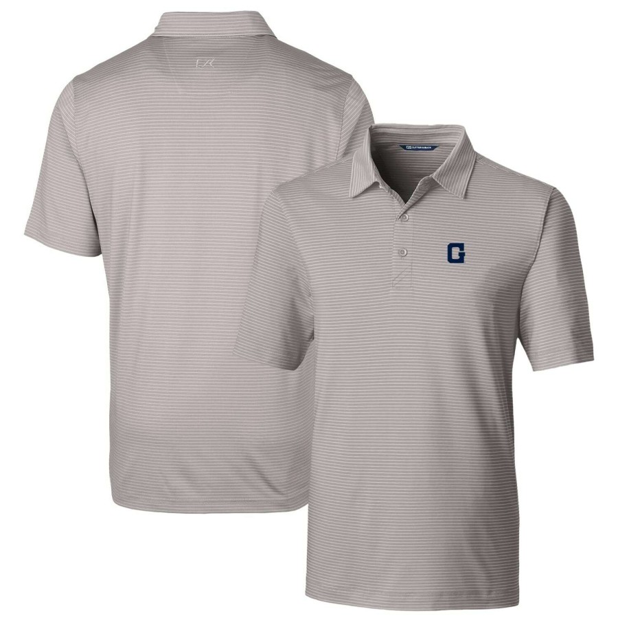 Men * | Online Sales Men'S Cutter & Buck Gray Georgetown Hoyas Big & Tall Forge Pencil Stripe Stretch Polo