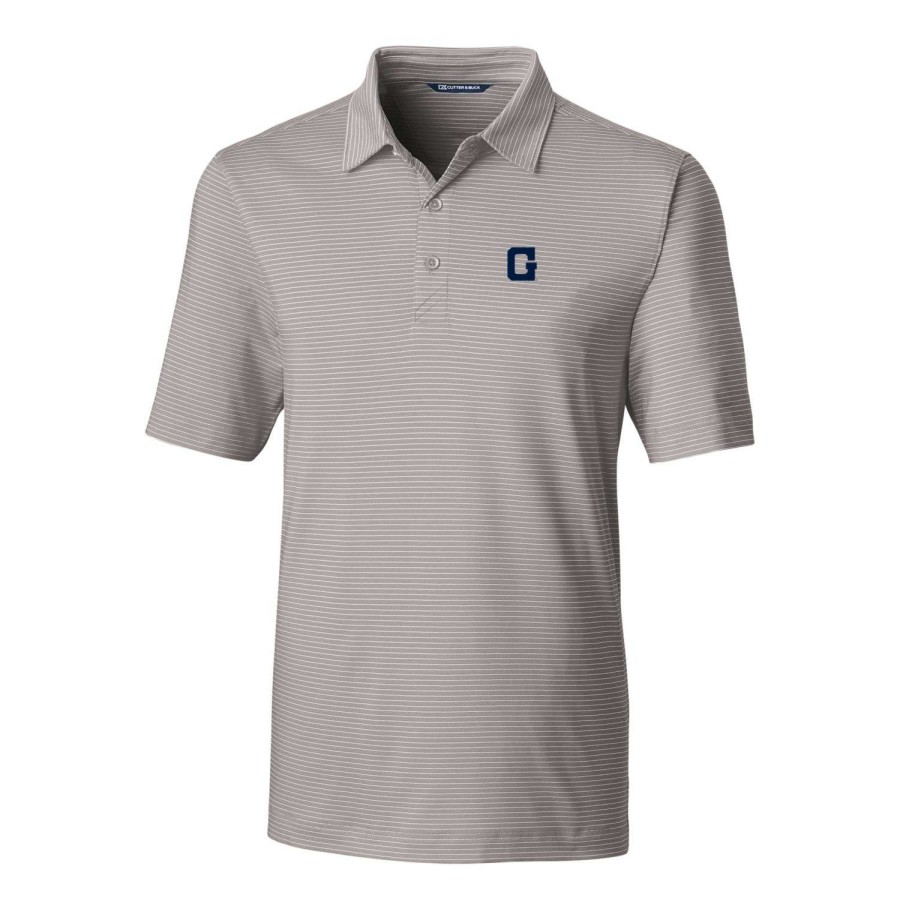 Men * | Online Sales Men'S Cutter & Buck Gray Georgetown Hoyas Big & Tall Forge Pencil Stripe Stretch Polo