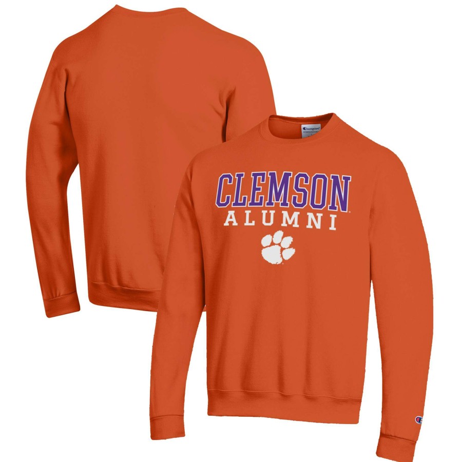 Men * | Bestsellers Men'S Champion Orange Clemson Tigers Alumni Logo Pullover Sweatshirt