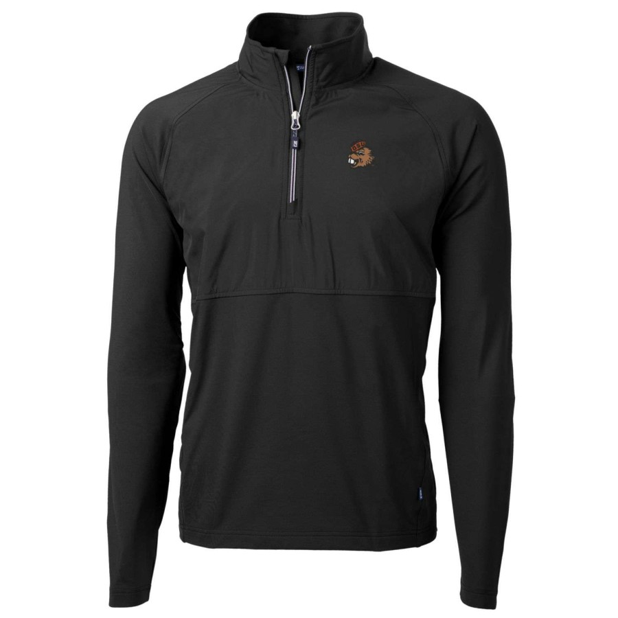 Men * | Good Quality Men'S Cutter & Buck Black Oregon State Beavers Adapt Eco Knit Hybrid Recycled Full-Zip Logo Jacket