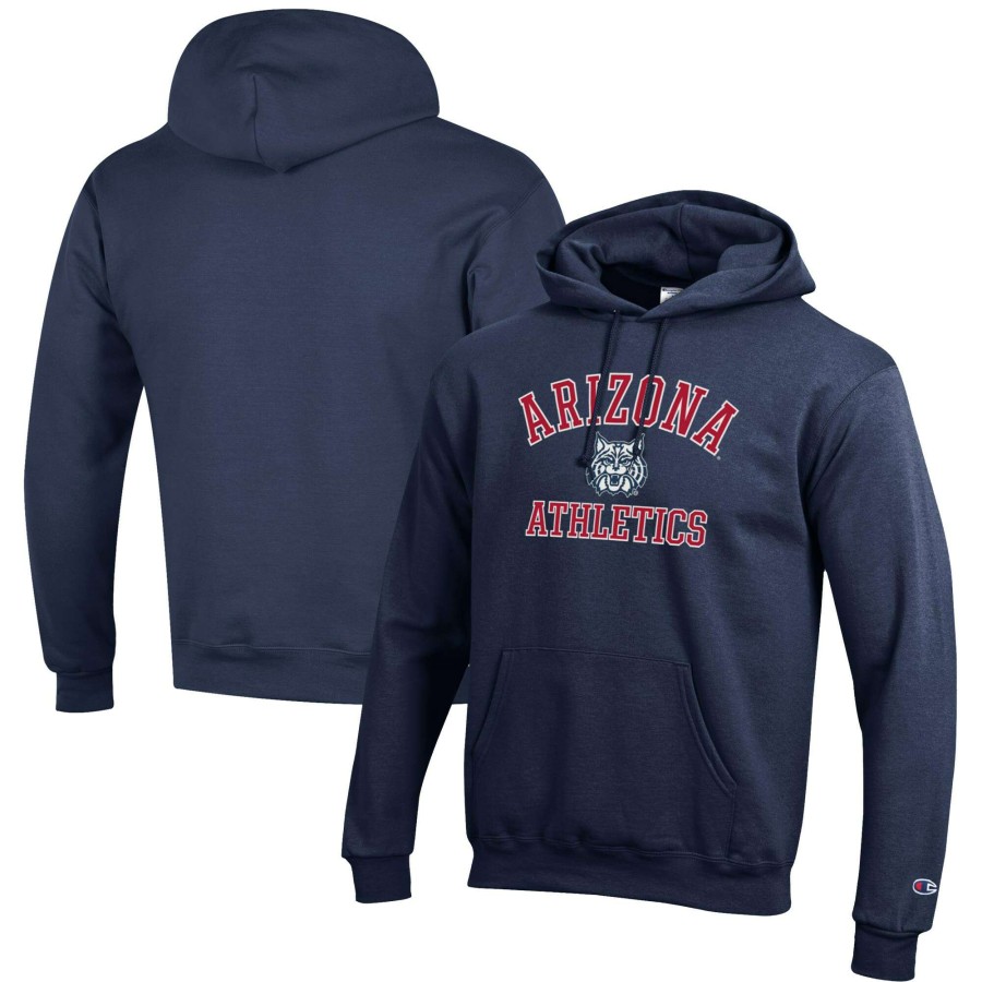 Men * | Hot Sell Men'S Champion Navy Arizona Wildcats Athletics Logo Pullover Hoodie