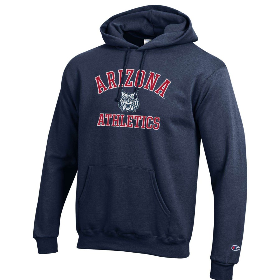 Men * | Hot Sell Men'S Champion Navy Arizona Wildcats Athletics Logo Pullover Hoodie