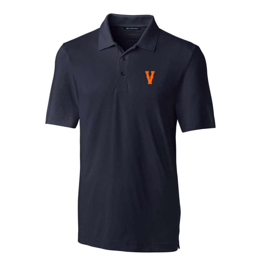 Men * | Hot Sell Men'S Cutter & Buck Navy Virginia Cavaliers Vintage Logo Big & Tall Forge Stretch Polo