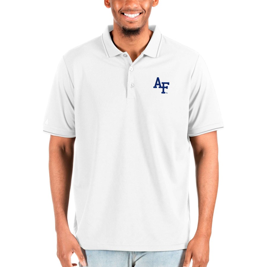 Men * | Tendy Style Men'S Antigua White Air Force Falcons Affluent Big & Tall Polo