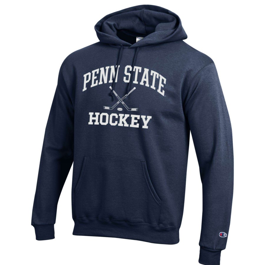 Men * | Reliable Quality Men'S Champion Navy Penn State Nittany Lions Hockey Icon Powerblend Pullover Hoodie