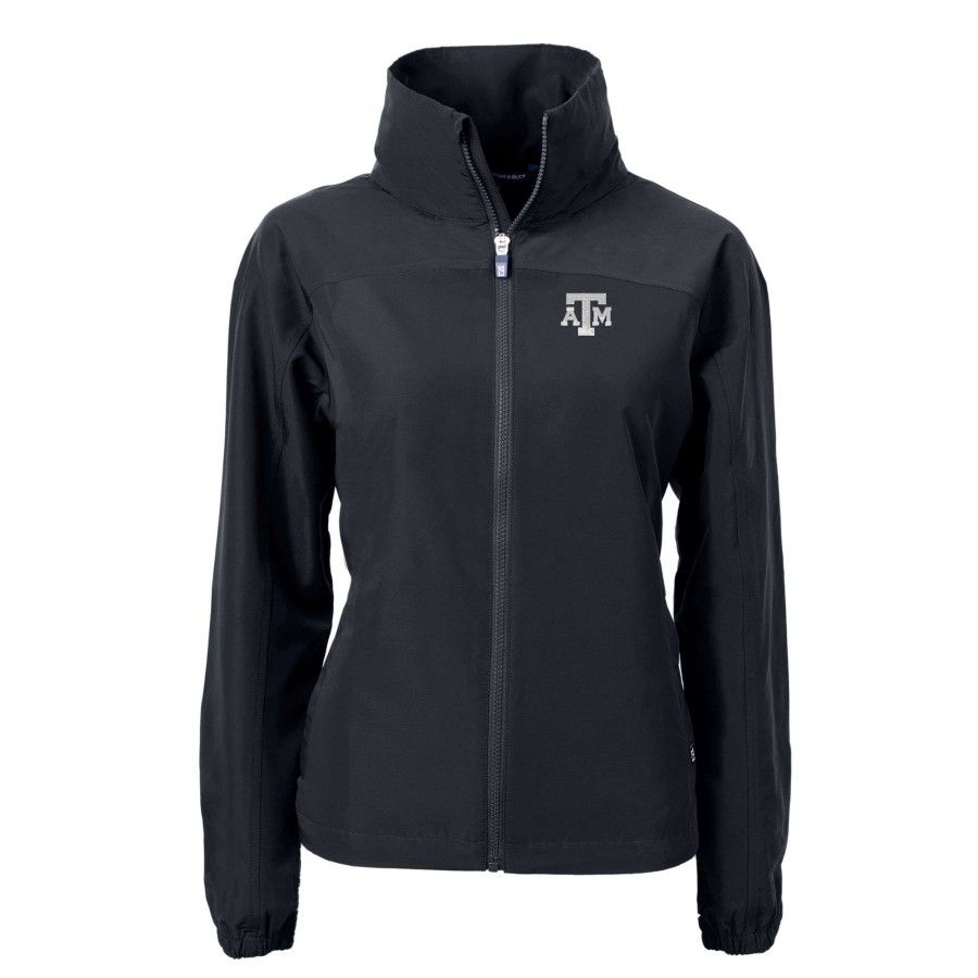 Women * | Bestsellers Women'S Cutter & Buck Black Texas A&M Aggies Charter Eco Recycled Full-Zip Jacket