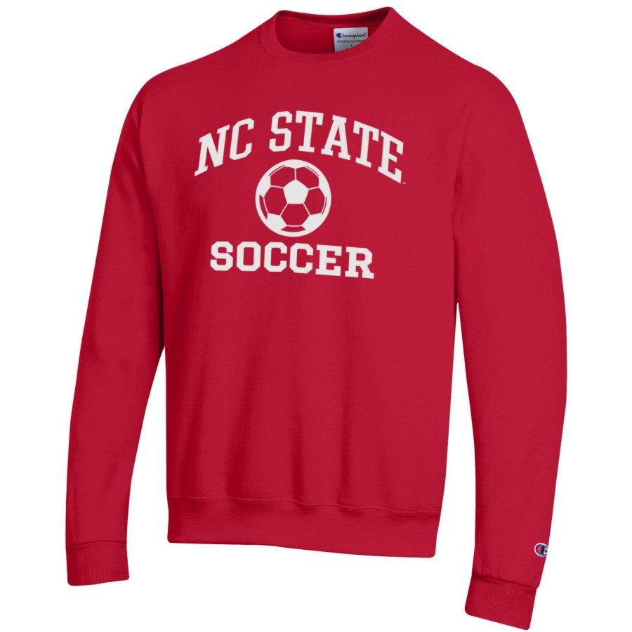 Men * | Best Quality Men'S Champion Red Nc State Wolfpack Soccer Icon Powerblend Pullover Sweatshirt