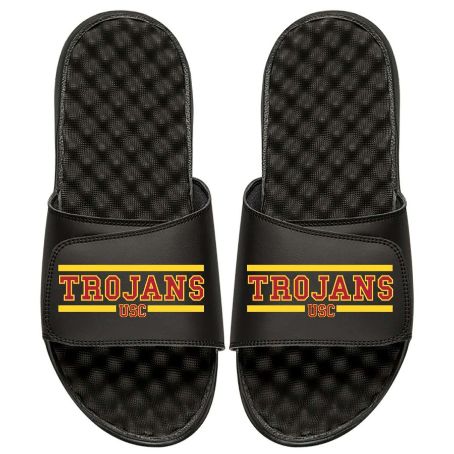 Men * | Tendy Style Men'S Islide Black Usc Trojans Football Bar Logo Slide Sandals