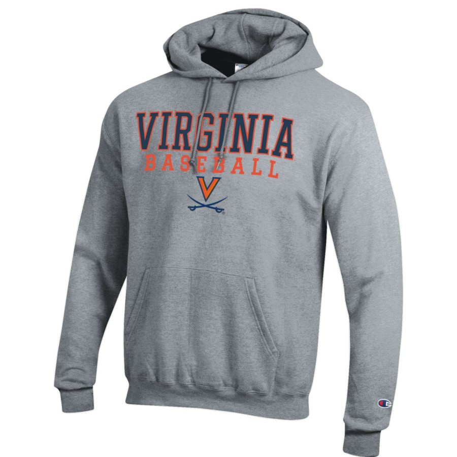 Men * | Tendy Style Men'S Champion Gray Virginia Cavaliers Baseball Stack Pullover Hoodie