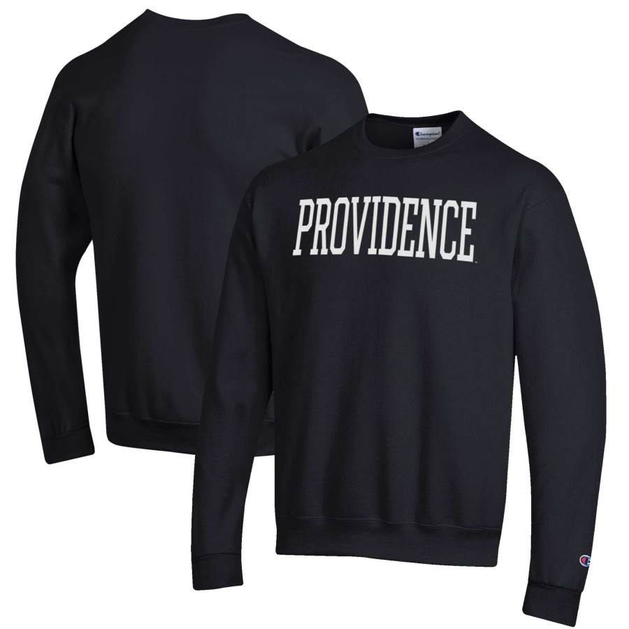 Men * | Original Men'S Champion Black Providence Friars Eco Powerblend Crewneck Sweatshirt