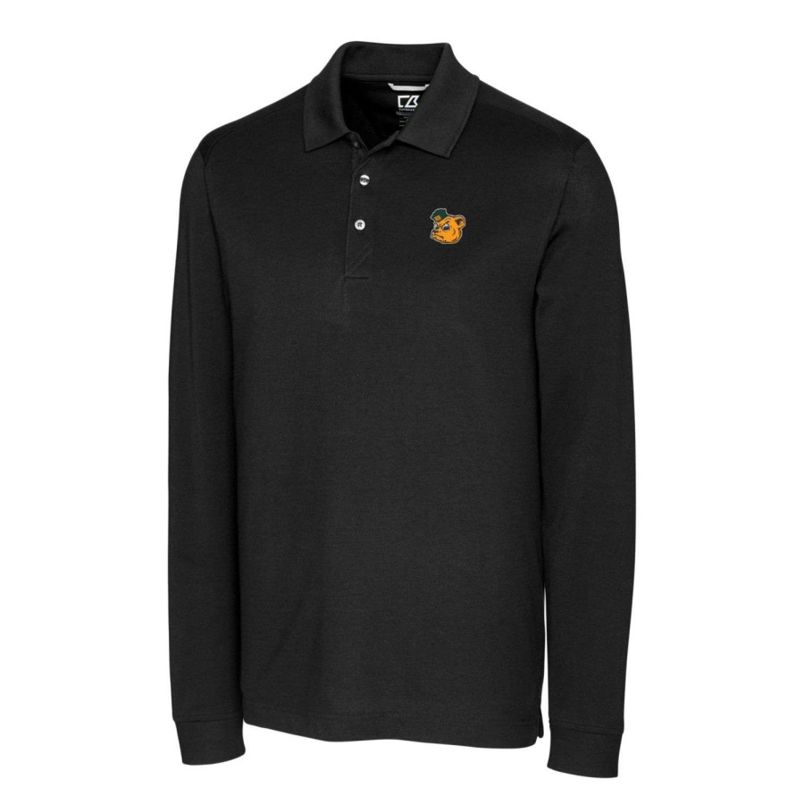 Men * | Lower Prices Men'S Cutter & Buck Black Baylor Bears Advantage Tri-Blend Pique Long Sleeve Polo