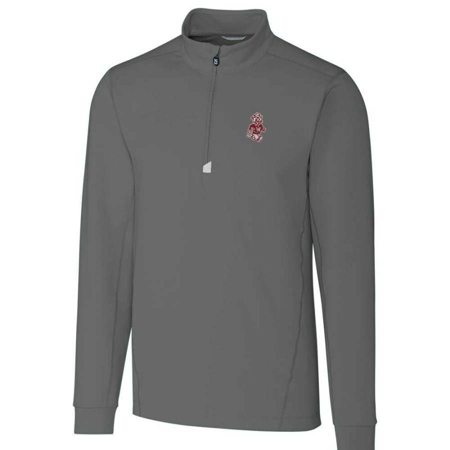 Men * | Limited Edition Men'S Cutter & Buck Gray Washington State Cougars Big & Tall College Vault Traverse Quarter-Zip Pullover Jacket