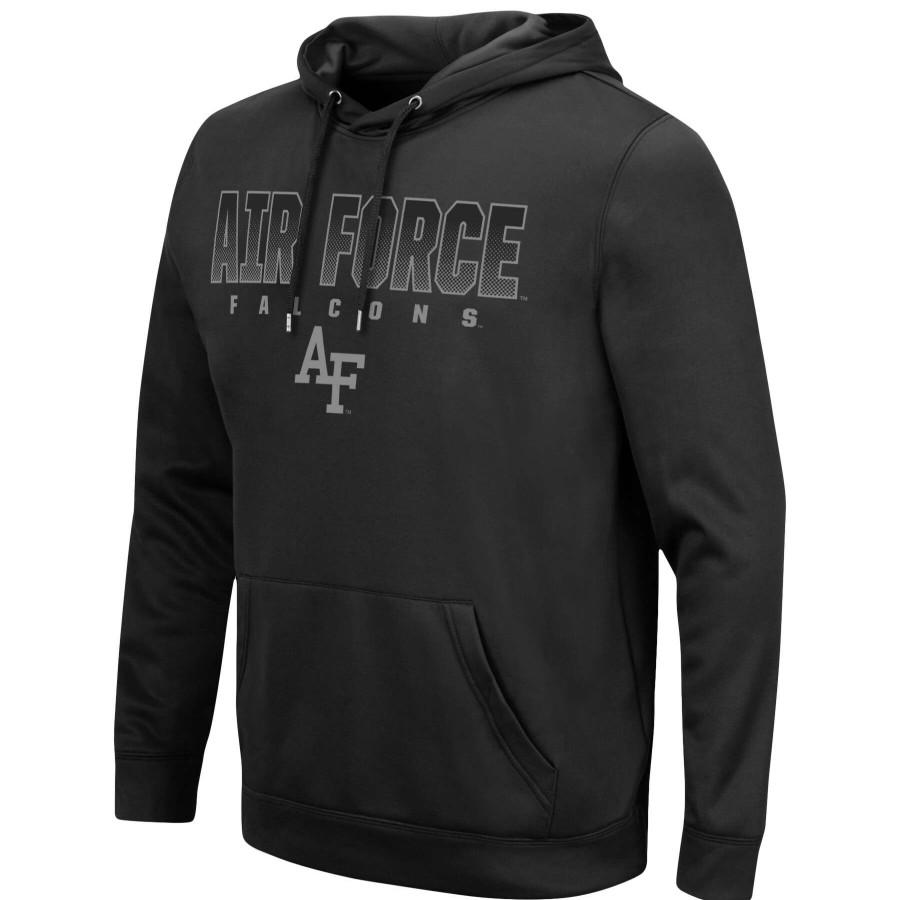 Men * | Lower Prices Men'S Colosseum Black Air Force Falcons Blackout 3.0 Pullover Hoodie