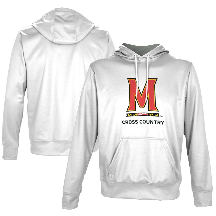 Men * | Clearance Sale Men'S Prosphere White Maryland Terrapins Cross Country Logo Pullover Hoodie