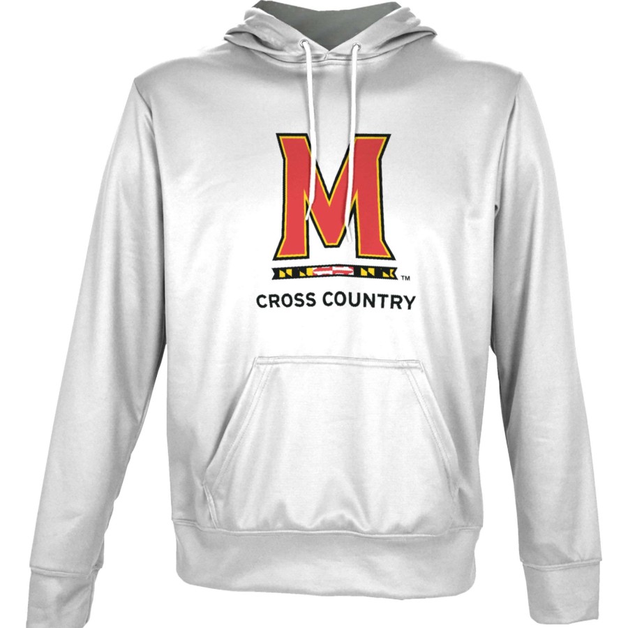 Men * | Clearance Sale Men'S Prosphere White Maryland Terrapins Cross Country Logo Pullover Hoodie