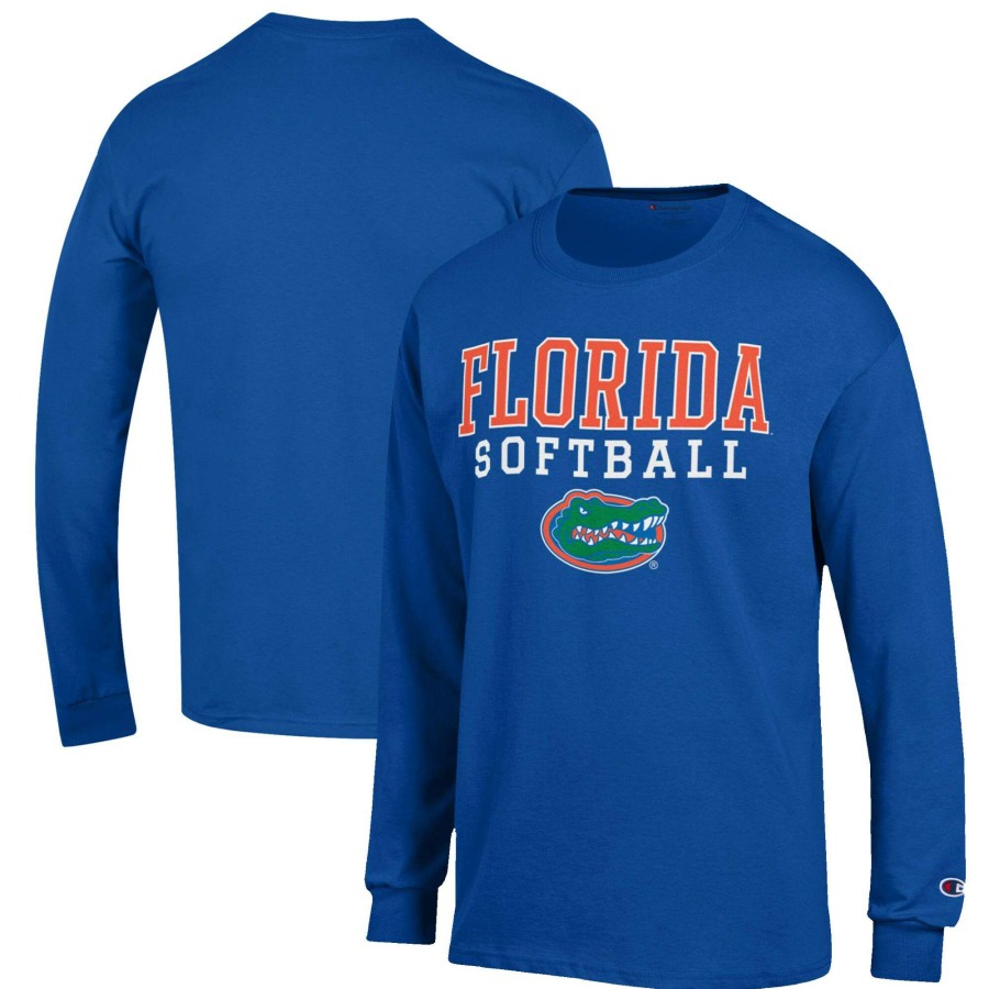 Men * | Tendy Style Men'S Champion Royal Florida Gators Softball Stack Long Sleeve T-Shirt