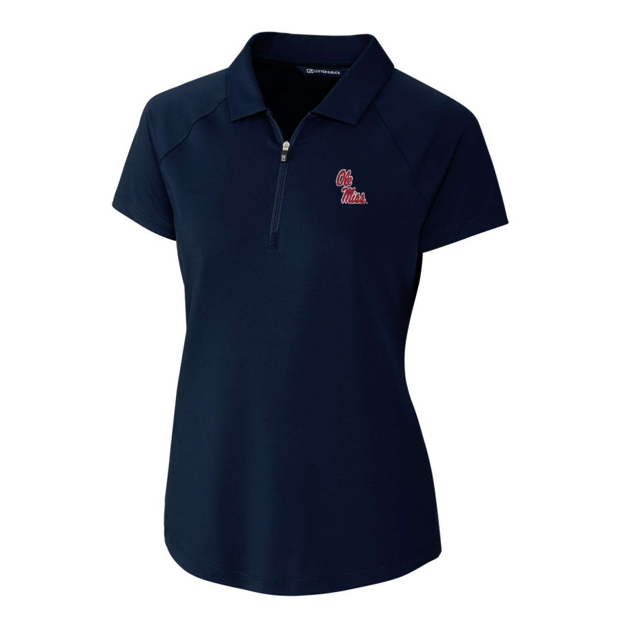 Women * | Reliable Quality Women'S Cutter & Buck Navy Ole Miss Rebels Forge Polo