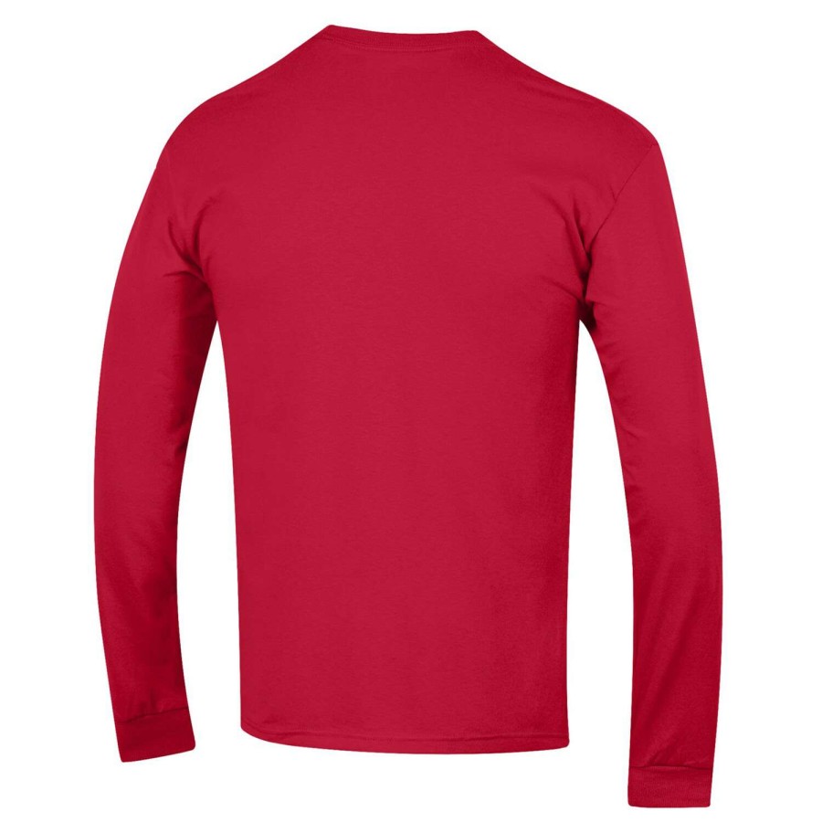 Men * | Reliable Quality Men'S Champion Red Maryland Terrapins Soccer Stack Logo Long Sleeve T-Shirt