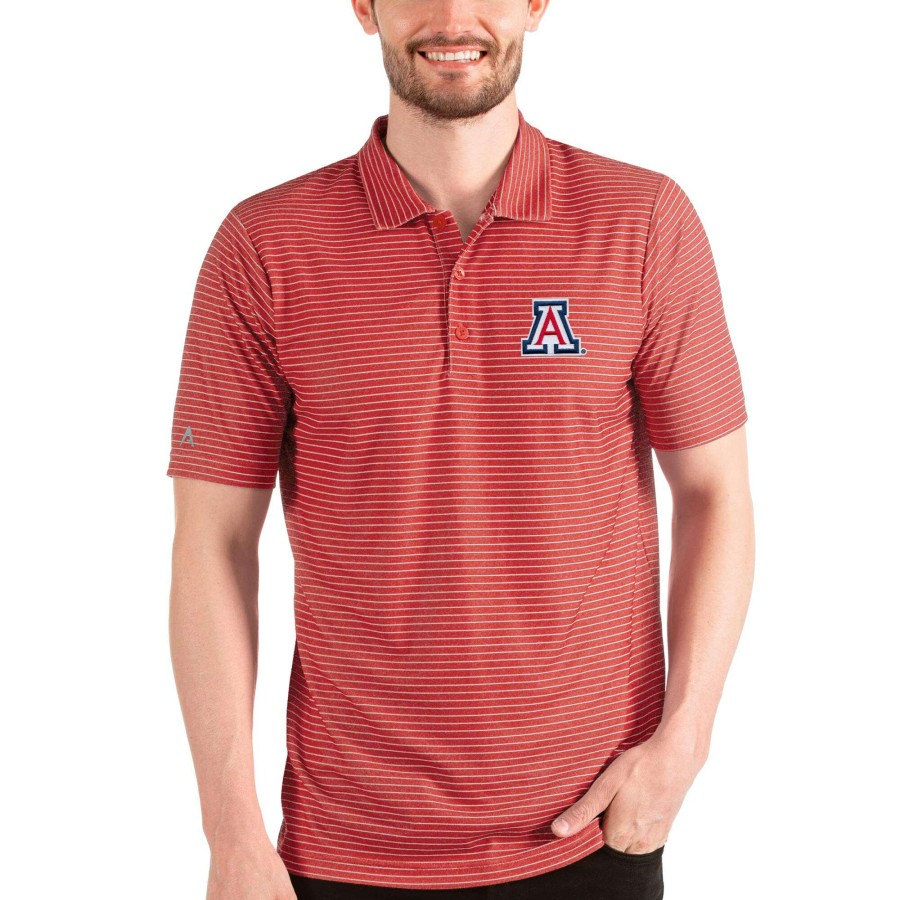 Men * | Clearance Sale Men'S Antigua Heathered Red/White Arizona Wildcats Esteem Polo