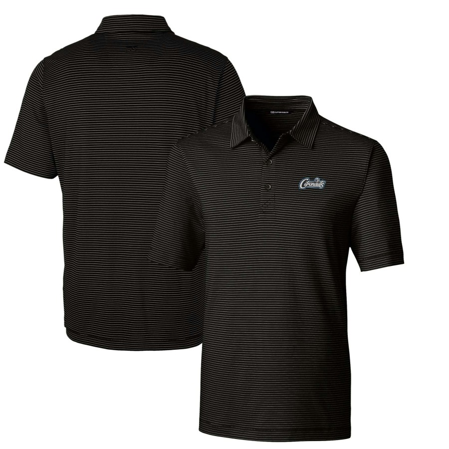 Men * | Sale Online Men'S Cutter & Buck Black Ucf Knights Citronaut Forge Pencil Stripe Stretch Polo