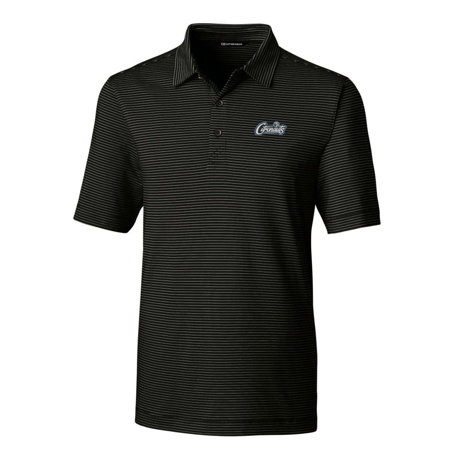 Men * | Sale Online Men'S Cutter & Buck Black Ucf Knights Citronaut Forge Pencil Stripe Stretch Polo