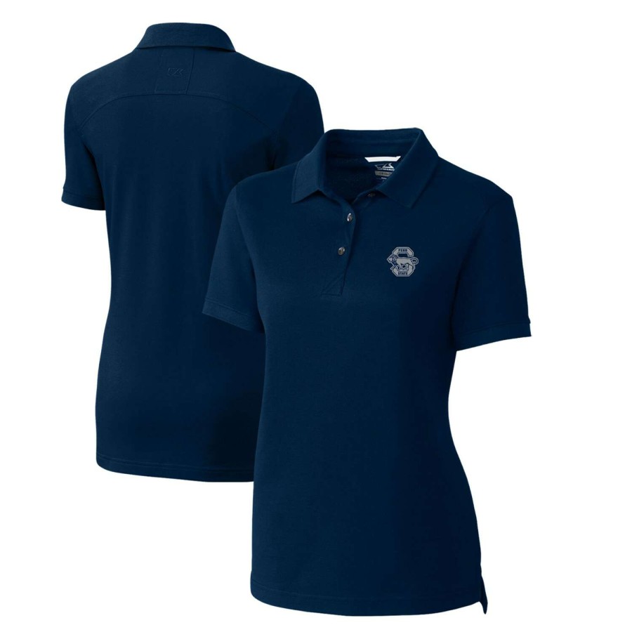 Women * | Good Quality Women'S Cutter & Buck Navy Penn State Nittany Lions Advantage Tri-Blend Pique Polo